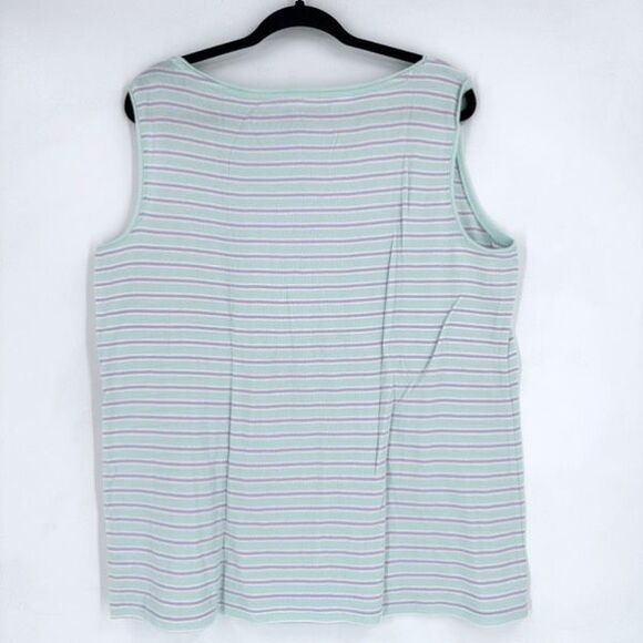Talbots The Talbots Tee Pius Size 100% Cotton Tank Top Size 3X Green & Purple - Picture 1 of 5